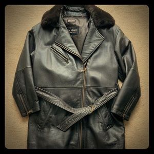 Leather Jacket w/removable zip liner and collar.